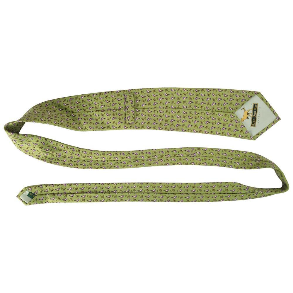 Bird Dog Bay Silk Neck Tie 60" Green Fish Lure Print Hand Made Novelty - Picture 5 of 7